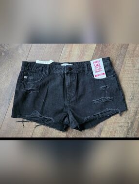 Tailor Vintage High Rise Black Distressed Denim Shorts Size 13